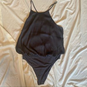 NWT F21 Dark Gray High Neck Bodysuit Sz M